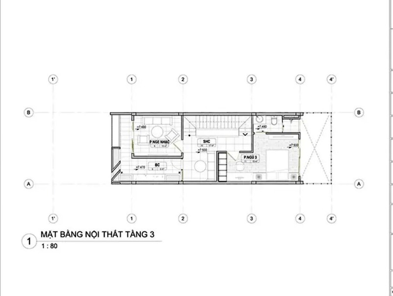 Bản vẽ công năng tầng 3