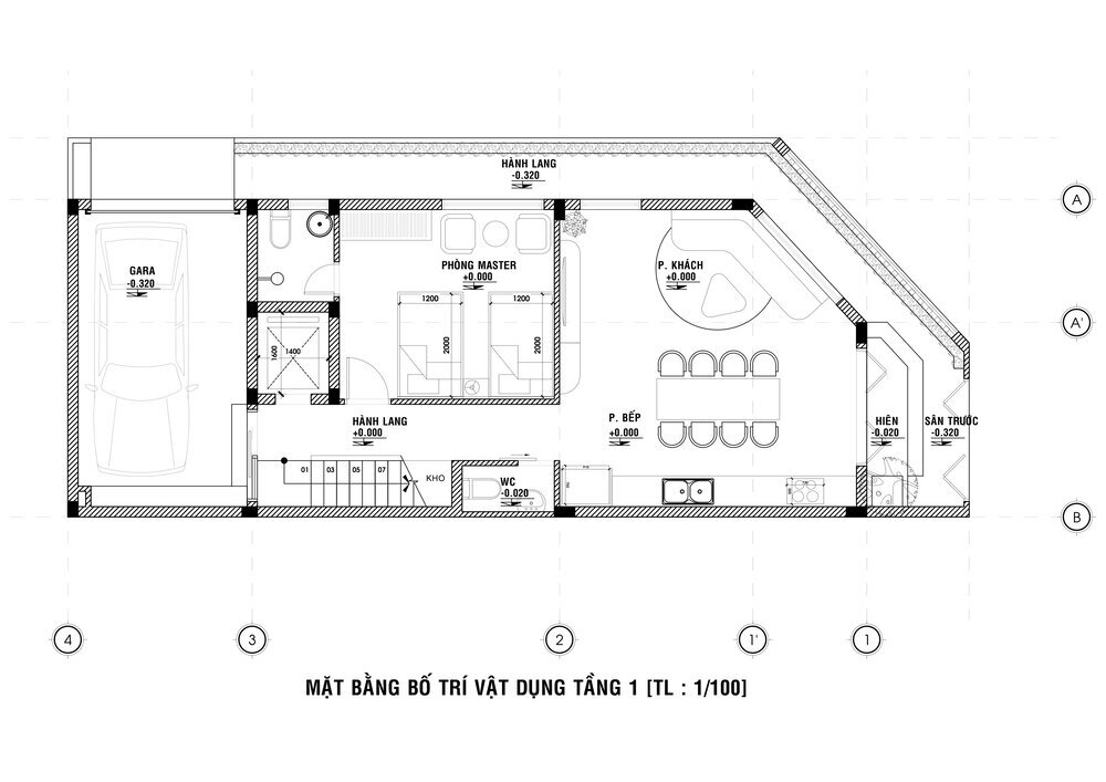 thiết kế nhà phố 2 mặt tiền 6x20m sang trọng tại Đắk Lắk