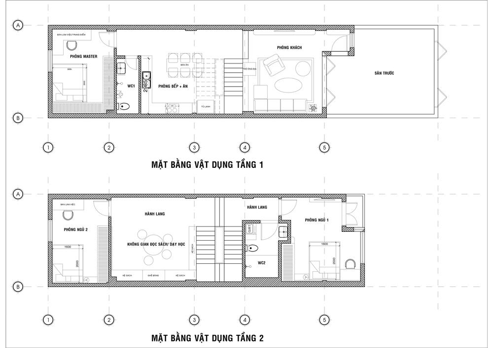 bản vẽ thiết kế nhà phố mặt tiền 5m