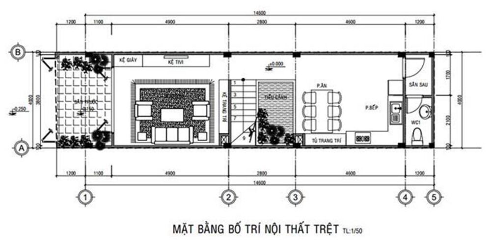 Thiết kế nhà phố 3 tầng 4x16 mái bằng