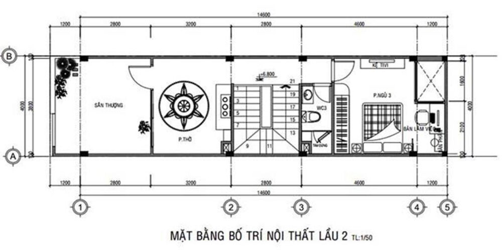 Thiết kế nhà phố 3 tầng 4x16 mái bằng