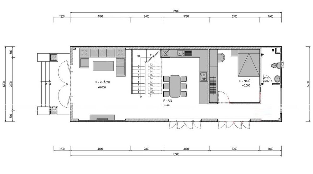 Thiết kế nhà 2 tầng 5x17 mái Thái