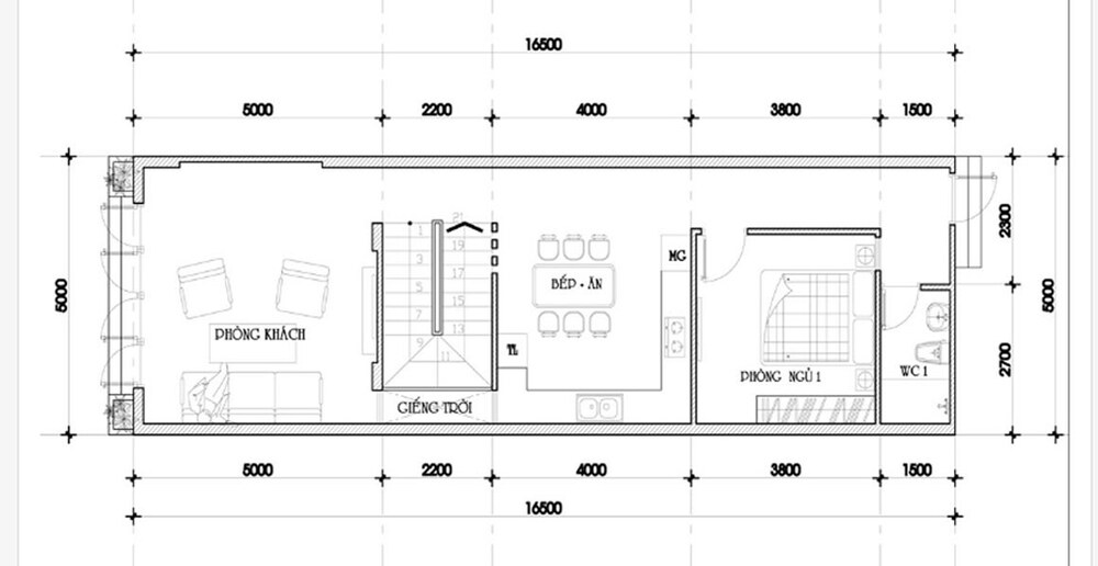 Mẫu thiết kế nhà phố 5x17 phong cách tối giản