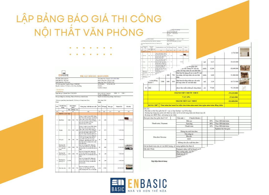 bảng báo giá thi công