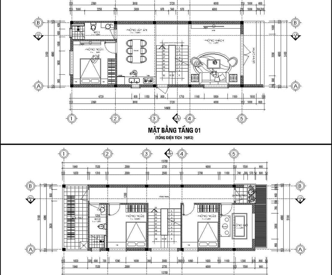 Phương án bố trí công năng nhà 2 tầng 