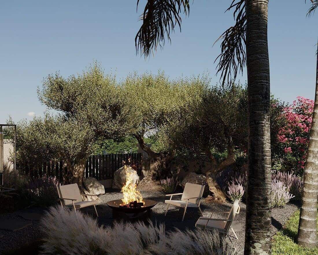 thiết kế sân vườn nhà 8x14m có ghế ngồi