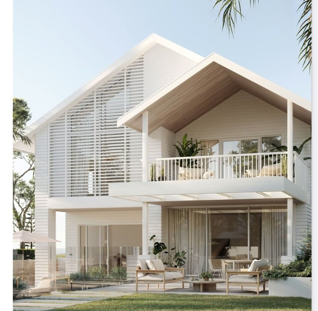 Mẫu nhà mái Thái màu trắng diện tích 8x14m