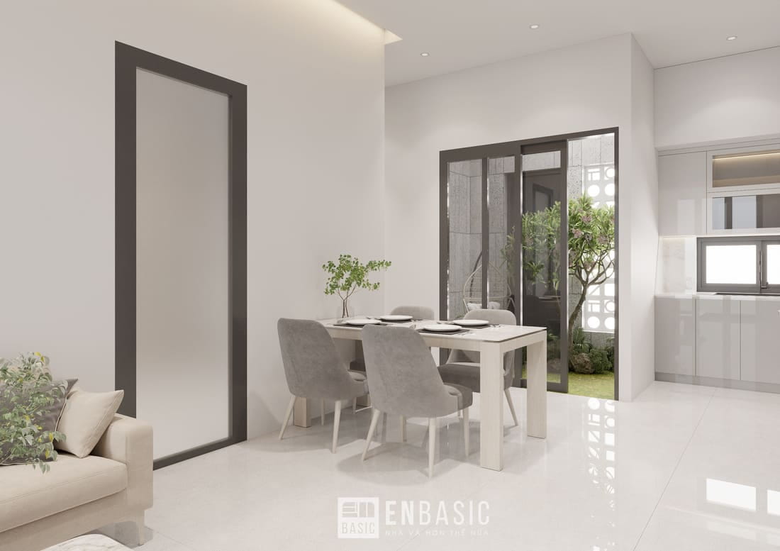 thiết kế nội thất nhà bếp màu trắng