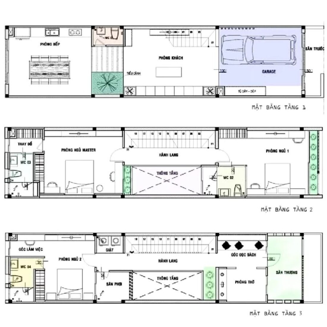 Bản vẽ thiết kế công năng nhà 5x12m 3 tầng 