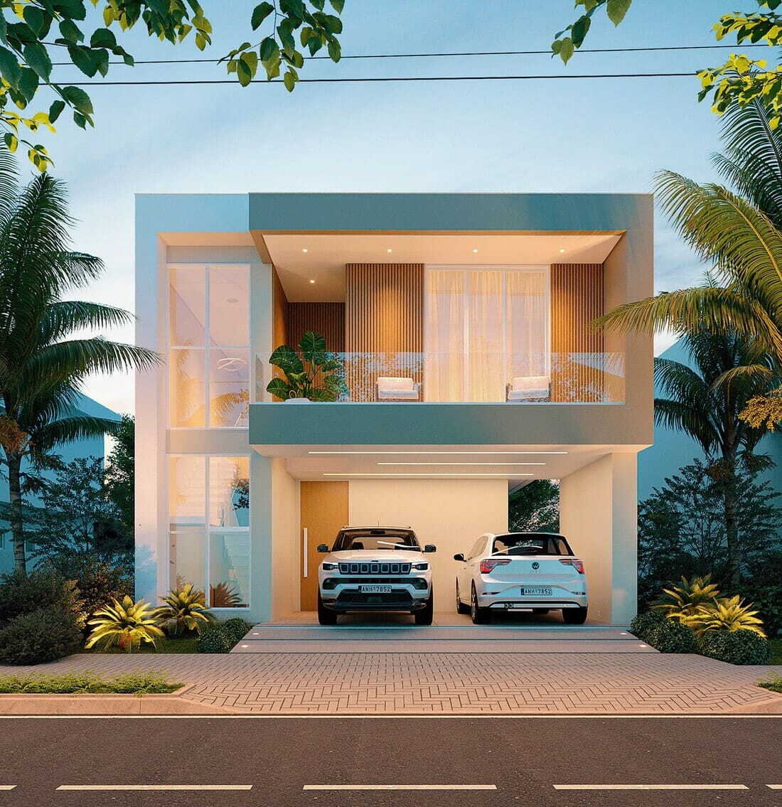 Nhà vuông 8x9m 2 tầng nhỏ gọn, đầy đủ tiện nghi