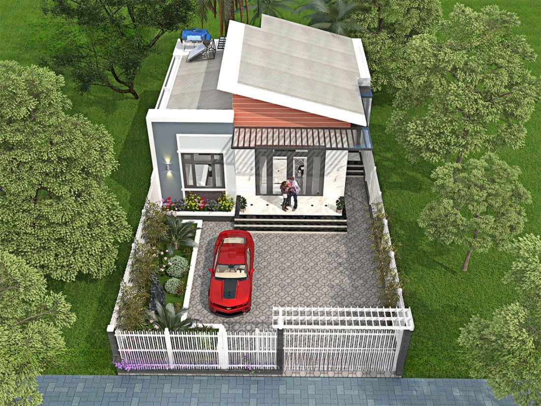 Mẫu nhà vuông mái lệch lạ mắt và nổi bật