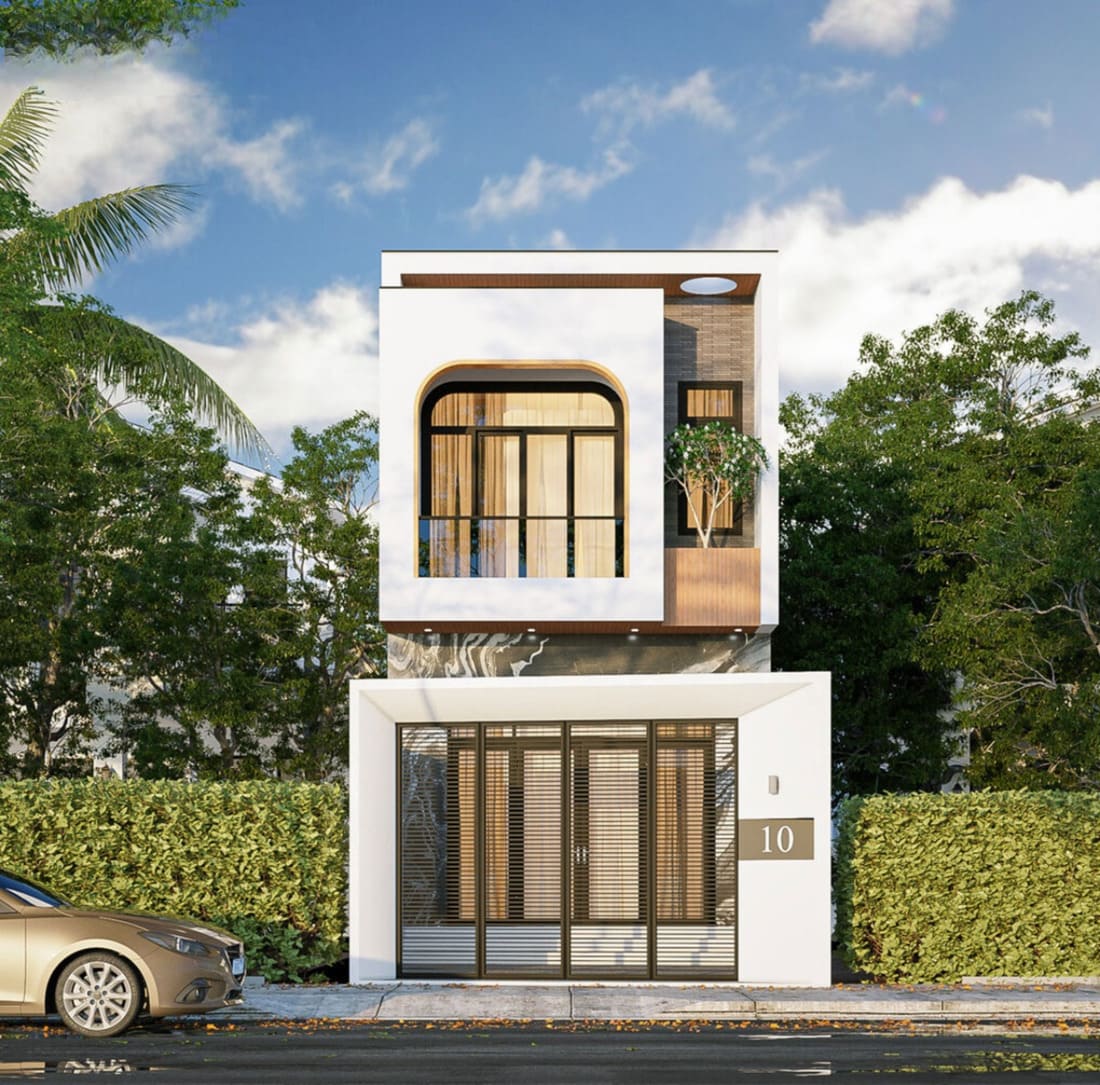 Thiết kế nhà vuông hiện đại, tối giản