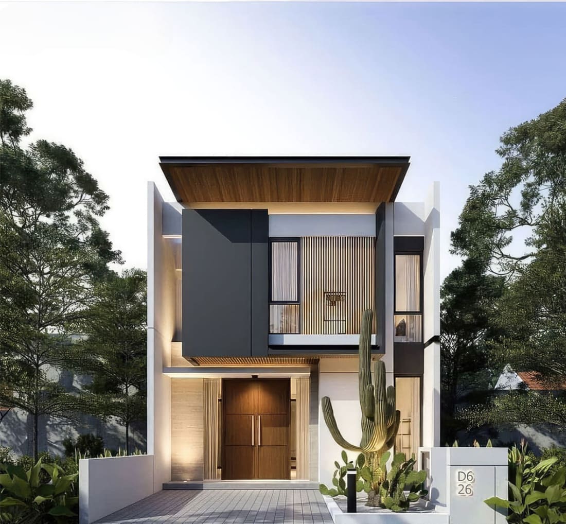 Nhà vuông 2 tầng hiện đại và tiện nghi